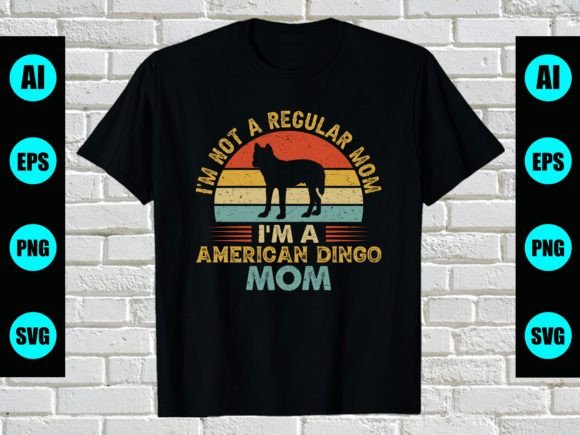 American Dingo Dog Mom Vintage T-Shirt: Graphics & Print Templates