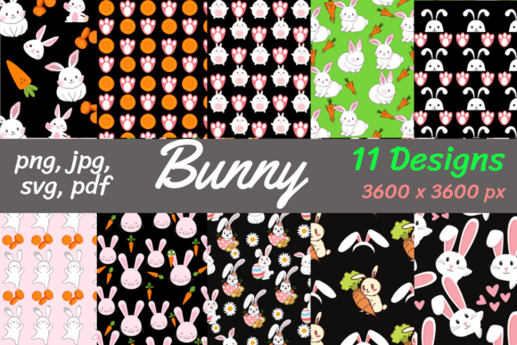 Bunny Digital Papers: Cute Graphics & Patterns