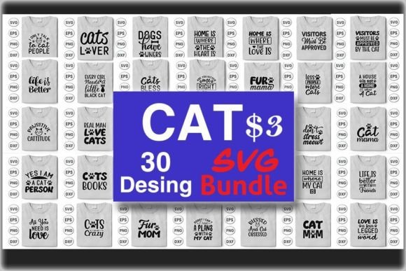 Cat Quotes Designs Bundle: Graphics & Print Templates